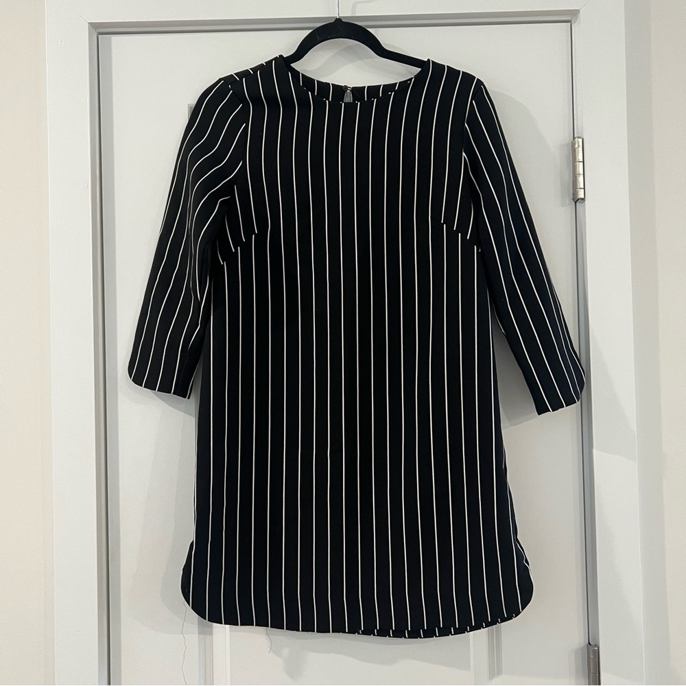 Black Dress with White Pinstripes